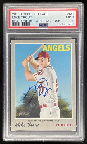 2019 Topps Heritage Real One Autographs #ROA-MT Mike Trout Auto PSA 9