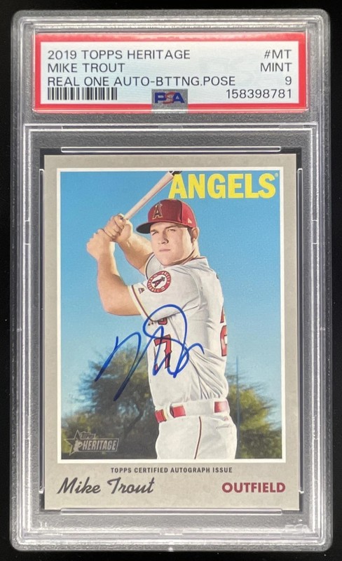 2019 Topps Heritage Real One Autographs #ROA-MT Mike Trout Auto PSA 9