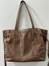 Frye Leather Melissa Satchel Shoulder Bag Distressed Leather Brown GUC