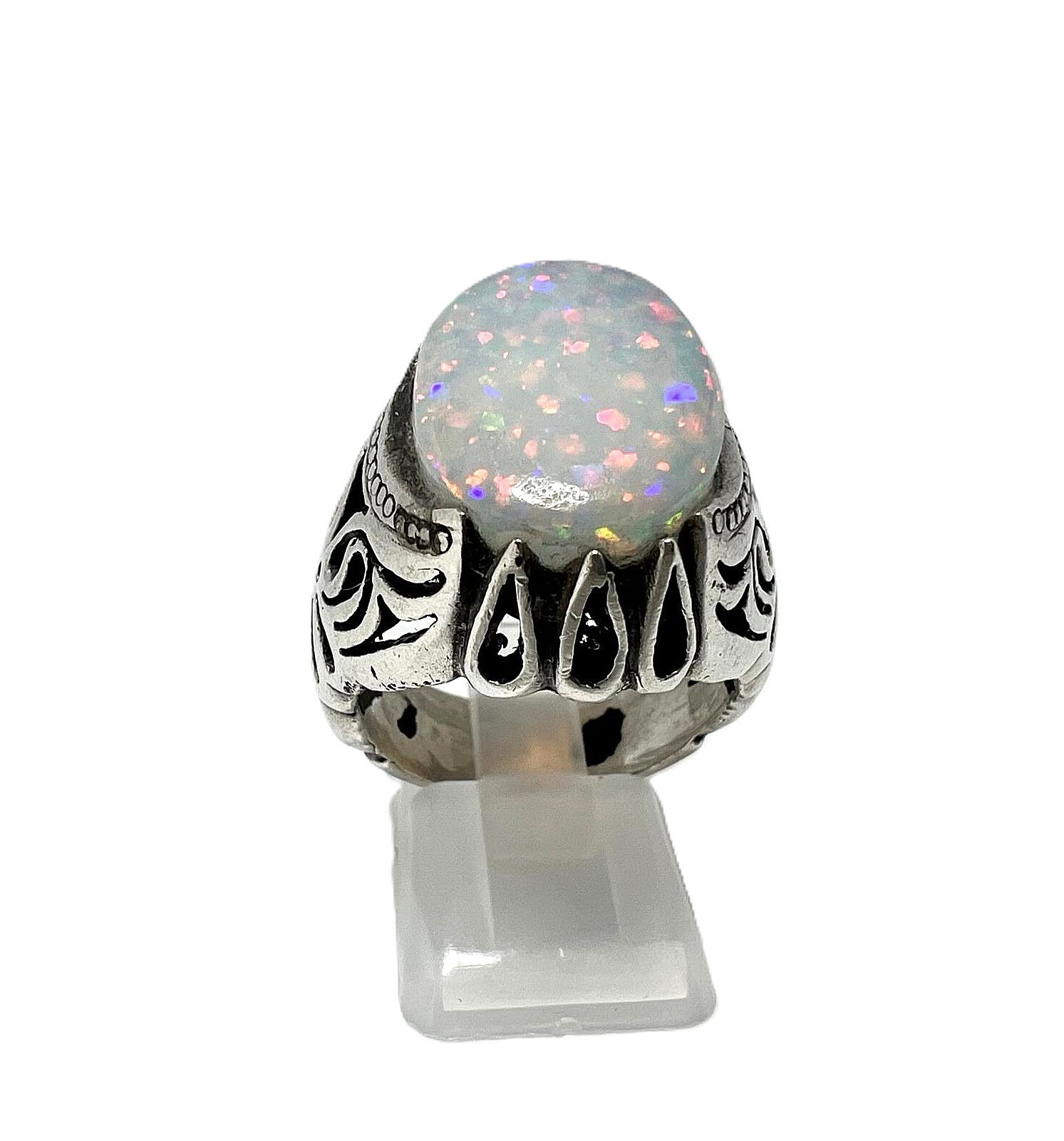 Solid 925 silver men's ring with a large natural … - image 2