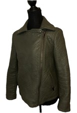 Forever 21 M-Gray Faux Leather Full Zip Long Sleeve Jacket Needs Dry Clean