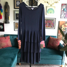 LULAROE size XL Navy Blue Modal Jersey Tiered Georgia Midi Dress NWT