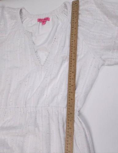 Betsey Johnson Tiered Midi Dress White Confetti Ruffle Prairie Cottagecore Large - Picture 12 of 18
