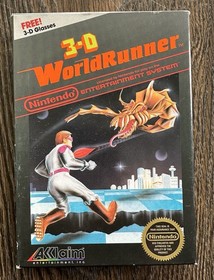 3-D WorldRunner FIRST PRINT Hangtab BOX & MANUAL ONLY Nintendo NES 1987 RARE🔥