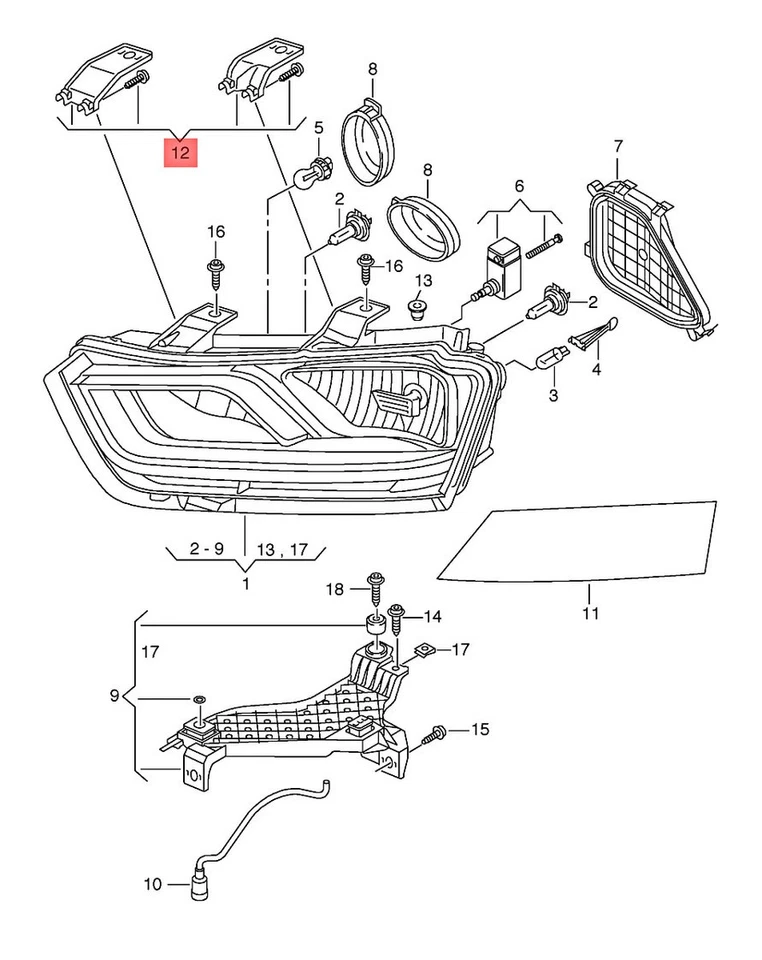 Genuine Audi Q3 2012- Halogen Headlight Tab Repair Kit Right - Image 4 of 4