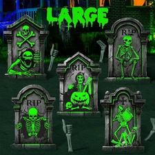 25.2in Halloween Tombstones Outdoor Decor Glow in The Dark - 5PCS Tombstones ...