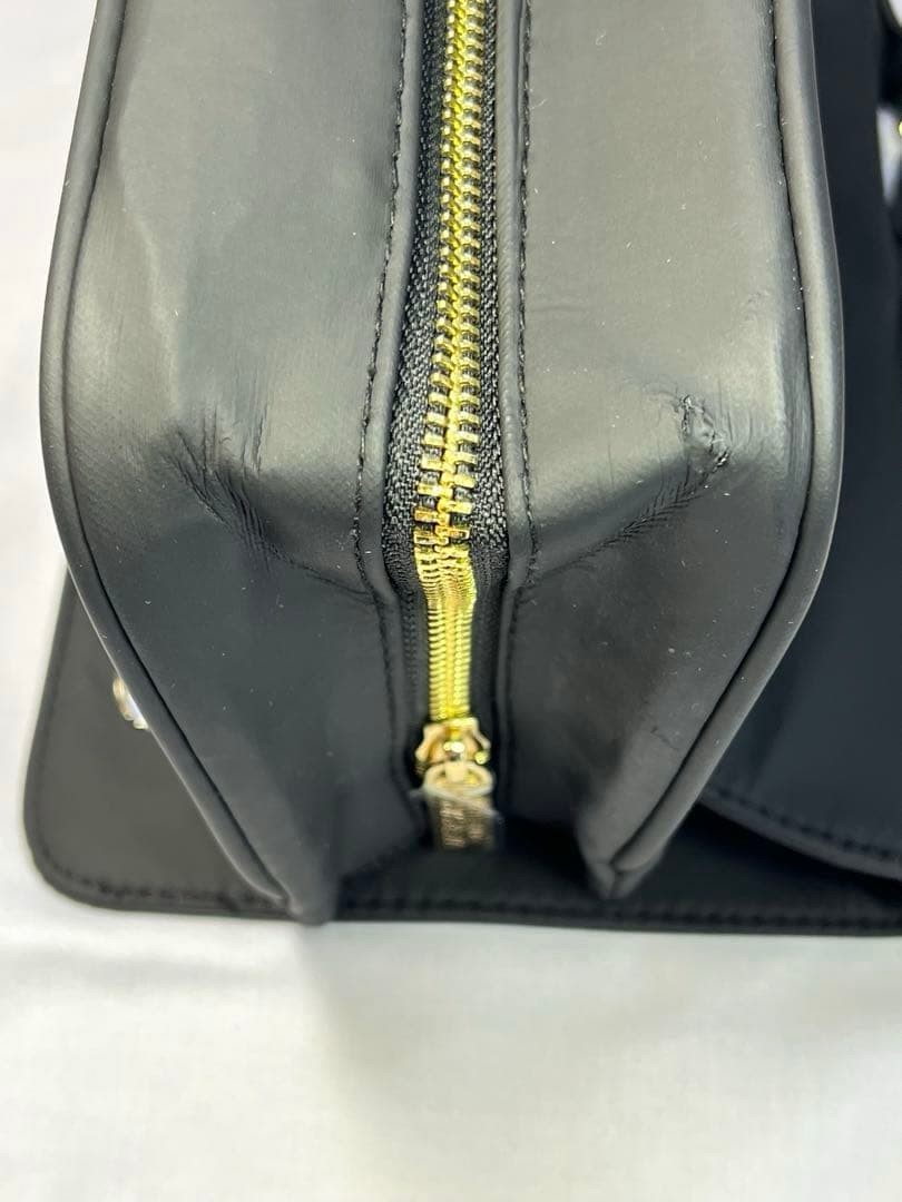 Versace Women's Black Logo Shoulder Bag, Stylish, Leather, Used thumbnail 11