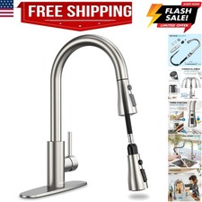 Kitchen Faucets, Kitchen Faucet with Pull Down Sprayer, High Arc Single Handl...