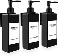 Seifenspender Set 3Er Wandbefestigung 500Ml Schwarz Shampoo SpüLmittel 9 StüCk