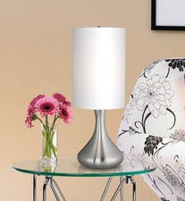 Modern Accent Table Lamp 17" Brushed Steel Droplet for Bedroom Bedside Office