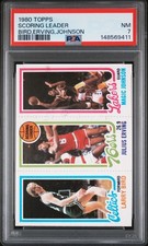 1980 TOPPS SCORING LEADER JULIUS ERVING/LARRY BIRD/MAGIC JOHNSON PSA 7