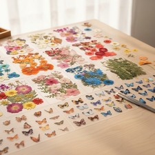 Craft with 300 Pressed Flowers  Butterfly Stickers Set for DIY Designs