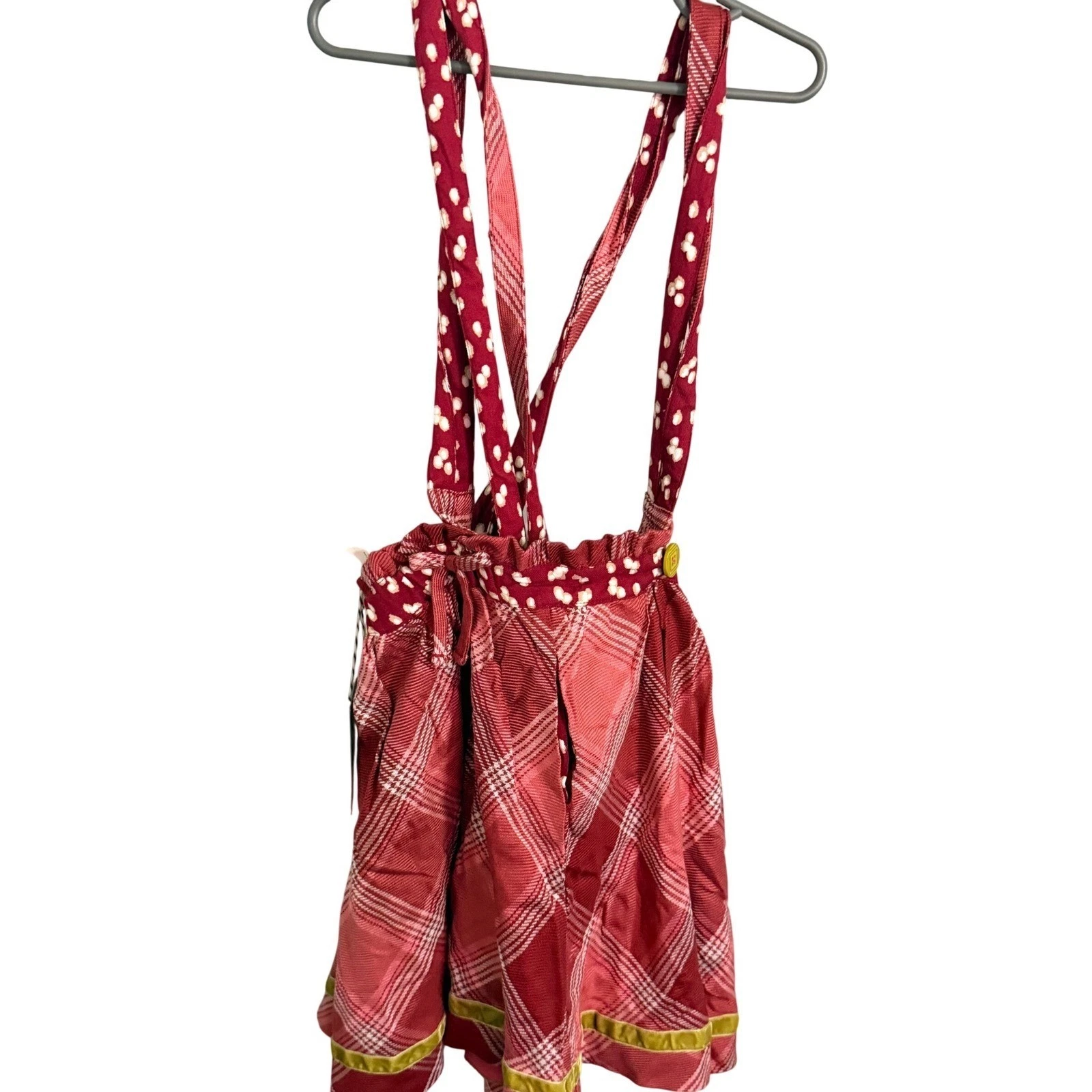 Matilda Jane Clothing Kids Plaid Skirt with Suspenders Red White Size 10