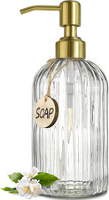 18Oz Glass Soap Dispenser with Golden Pump for Kitchen,Refillable Liquid