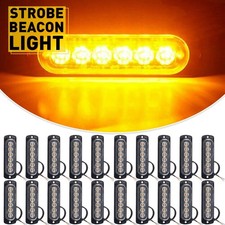 816pc Set 6led Side Beacon Warn Hazard Emergency Flash Strobe Light White Amber
