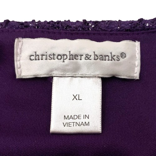 Christopher & Banks, Purple Lace Pullover Lined Top with Stretch, size XL - Picture 4 of 4