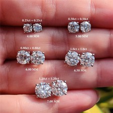 Sparkling Stud Earrings 925 Sterling Silver Simulated Diamond Round Jewelry