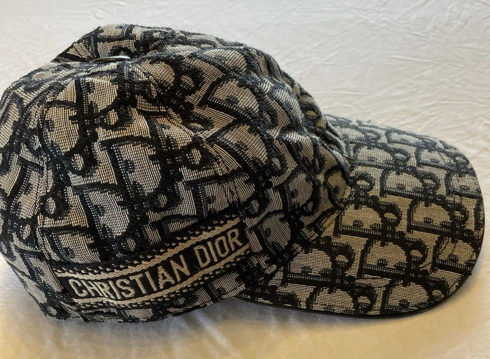 Christian Dior Black & Gray Women’s Hat One Size Leather Fabric Beautiful - Image 3 of 4