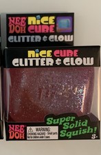 NeeDoh Glitter Glow Nice Cube - PINK - Brand New Sealed Squishy Fidget Toy