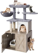 Litter Box Enclosure with Cat Tree, Cat Tree with Litter Box