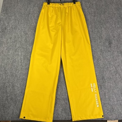 Helly Hansen Voss Rain Pants Size M Yellow Pull On Waterproof Drawstring NEW