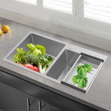 30" Double Bowl Drop In Kitchen Sink Top Mount Stainless Steel Kitchen Bar