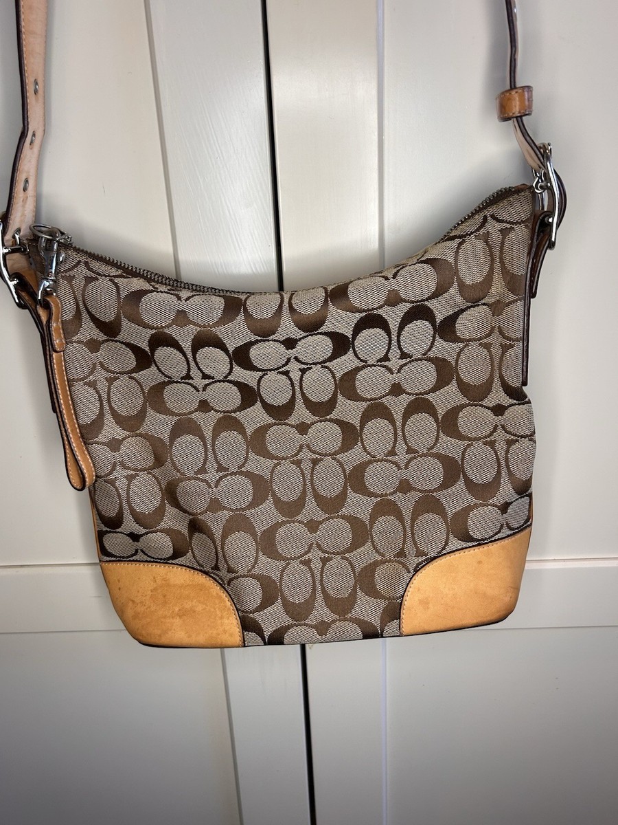 Authentic Coach Signature Y2k Shoulder Crossbody Zip Bag 6347 Tan