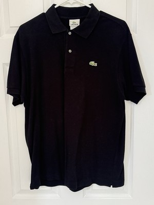 LACOSTE MEN'S BLACK CLASSIC FIT PULLOVER SHIRT W/LOGO, SIZE FR 5/US SIZE L