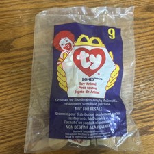 McDonald's Ty Teenie Beanie Babies #9 BONES the DOG  Plush Toy (1997)