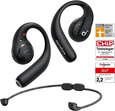 Soundcore AeroFit Pro Open-Ear Bluetooth Kopfhörer IPX5, 46h Akku Black Wireless