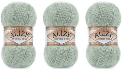Alize Angora Gold Yarn 20% Wool 80% Acrylic Lot of 3skn 515-Green Almond