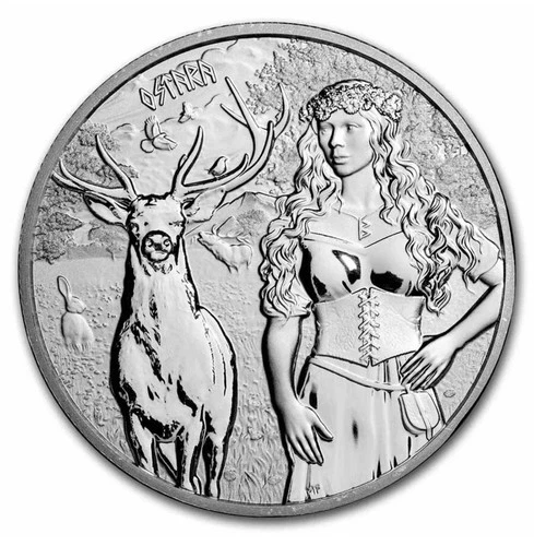 2023-Germania Valkyries Ostara BU-1 oz Silver Coin .999-COA-Capsule-25k Minted