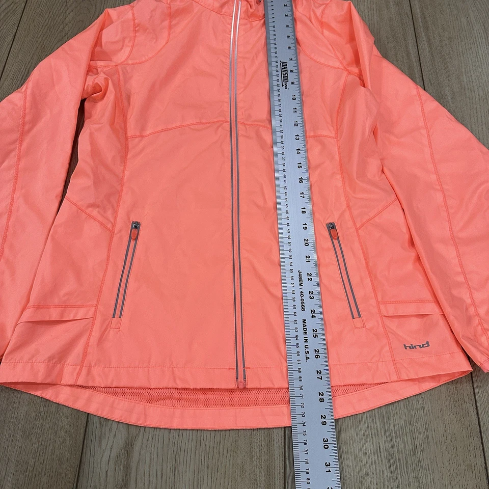 Chaqueta trasera para mujer naranja cremallera completa cortavientos abrigo ligero capucha L Foto 2 de 4