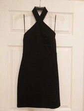 Express Sexy Classy Bare Shoulders Black Mini Halter Dress Size XS