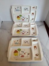 ANACAPA Melamine Ware Children's Lot of 3 Large Rectangle Divided Plates