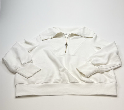 ANRABESS Oversized Half Zip Pullover Sweater Women s Size Large Off White Gold