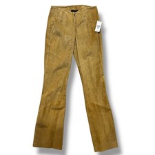 Wilsons Leather Pelle Studio Suede Flared Pants Tan Size 6 Genuine Leather