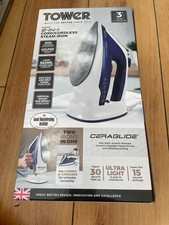 Image of Tower Ceraglide T22008 2400W 2 in 1 Cord Cordless Steam Iron Purple *VGC*