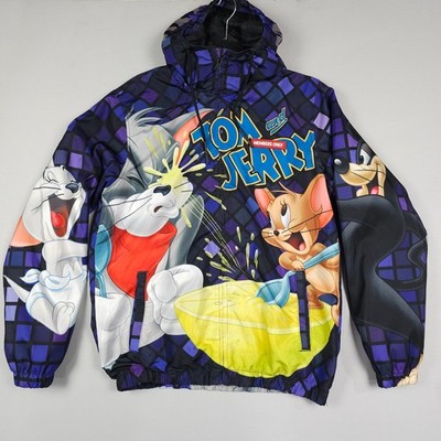 Members Only Tom & Jerry Jacket Adult Small All Over Print AOP Hood Windbreaker