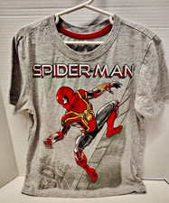 Boys Marvel Spider-Man Graphic T-Shirt SZ 7/8 Gray Red SS Tee
