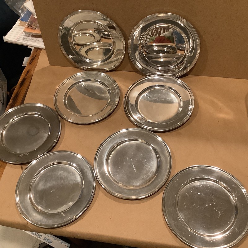 8 Sterling Silver Dessert Plates - 4 Different Makers