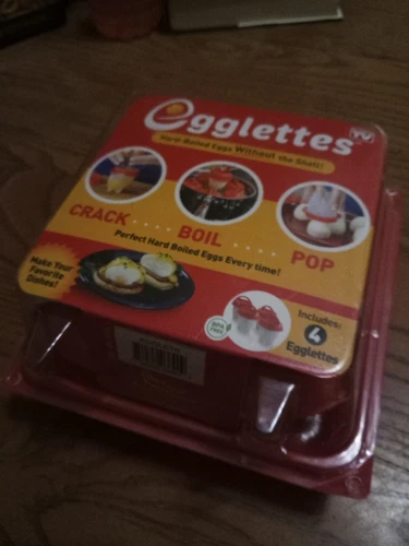 Egglettes Egg Cooker, Hard-Boiled Eggs Without The Shell! 4 Cup Set 