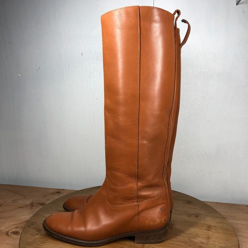 J Crew Boots Womens 6 Vintage Riding Career Tall Pull On Brown Leather Italy - Picture 2 of 19
