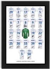 Leeds United 2024-2025 Framed Signed A4 Poster Print Gift For Football Fans