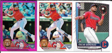 Oscar Gonzalez 3 Card Rookie Lot with Topps Chrome Pink Refractor NM