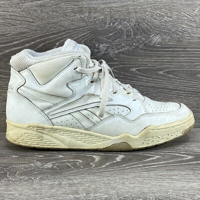 Vintage Reebok White Leather Shoes Mens Size 10.5 High Top Basketball BB4600 VTG