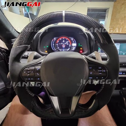 Volante de cuero perforado de fibra de carbono real se adapta a Lexus LC500 con calefacción - Imagen 20 de 20