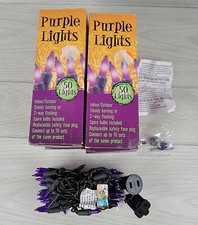 New Set of 4 Purple Halloween String Lights 2 Way Flashing Indoor Outdoor