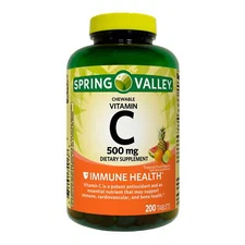 200Ct Spring Valley Vitamin C Chewable Tablets Dietary SupplementTropical Fruit