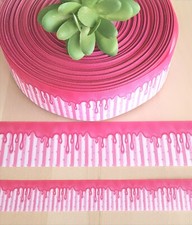 7/8 1.5" 1 YD Ice Cream Topping Grosgrain Ribbon Sweet Treat Pink Drizzle